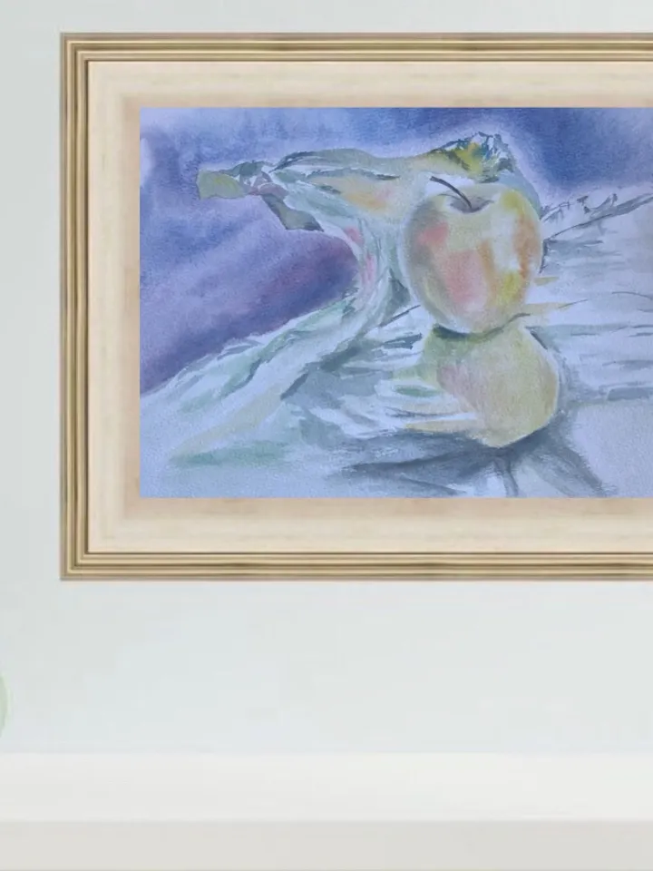 Apple original watercolour painting hand painted modern painting wall art 8x11 inch