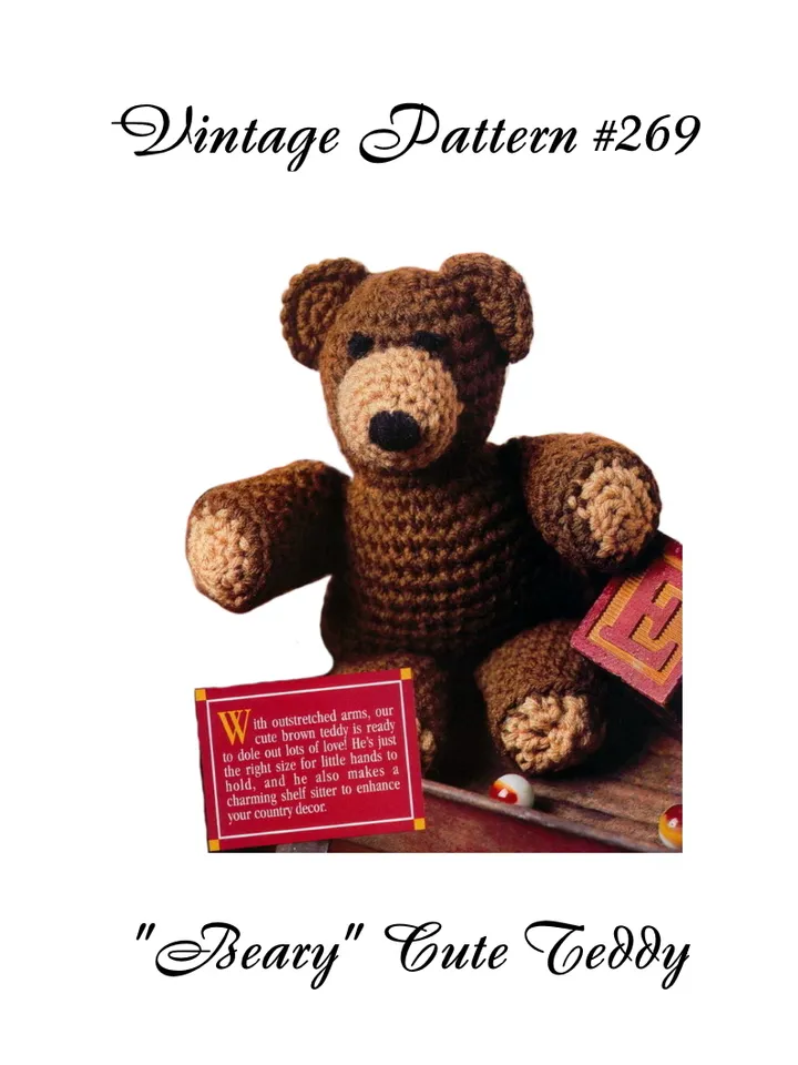 Beary Cute Teddy Vintage Crochet Pattern 269 PDF Crochet Toy