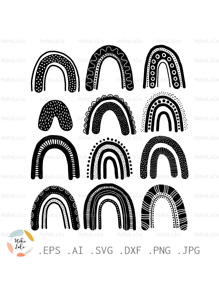Rainbow Svg, Scandinavian Rainbow, Rainbow Boho, Rainbow Clipart Png, Rainbow Stencil, Rainbow Templates Dxf, Rainbow Silhouette