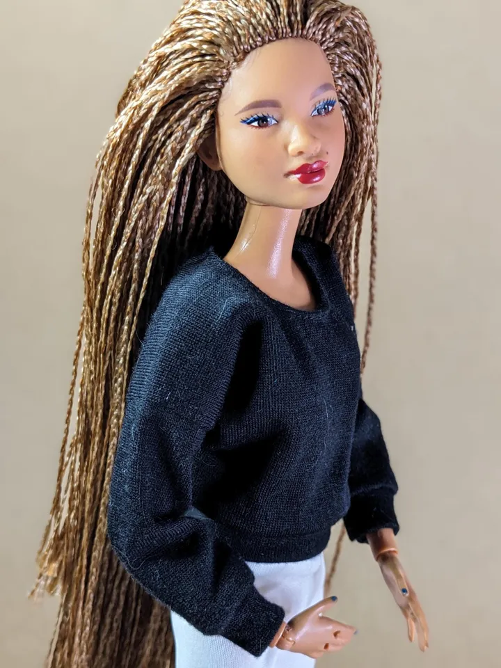 Black long-sleeve shirt for 1/6 scale fashion female dolls