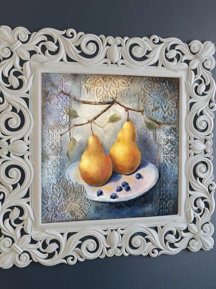 Fruits Original Painting Pears Oil Wall Art Still life Fruits Art