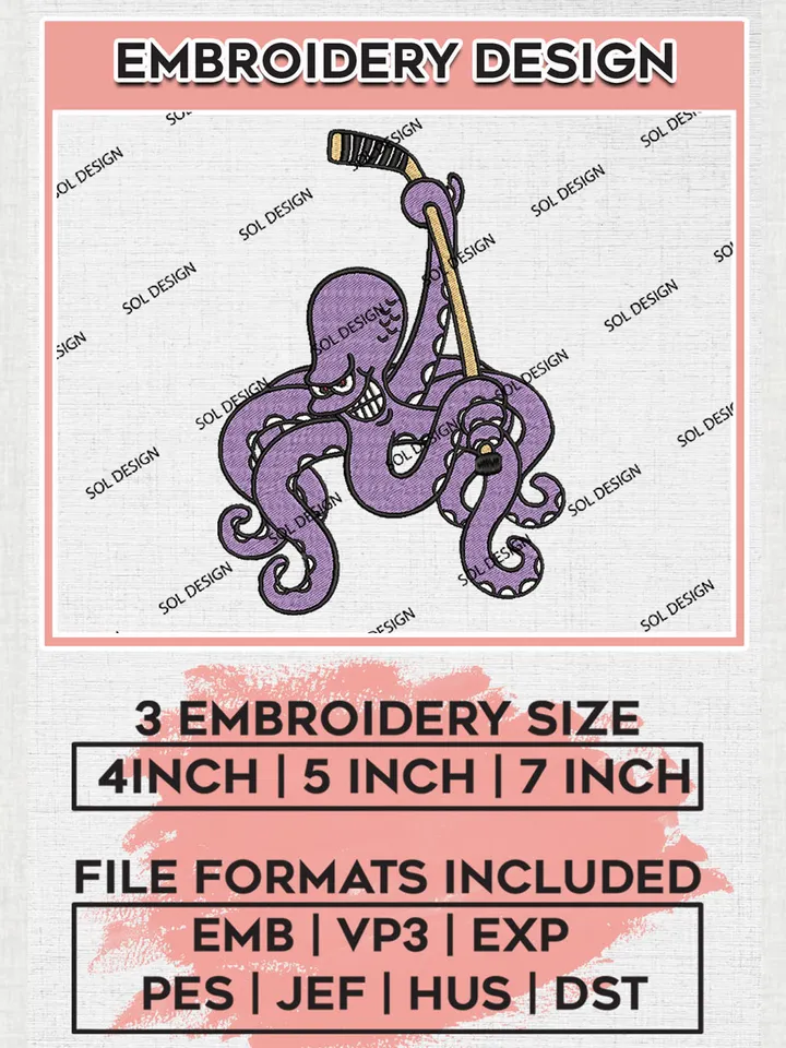 Funny NHL Detroit Red Wings Hockey Team Mascot Logo Embroidery Design, NHL Detroit Red Wings Logo Embroidery Files, Hockey Team Machine Embroidery, Machine Embroidery Design