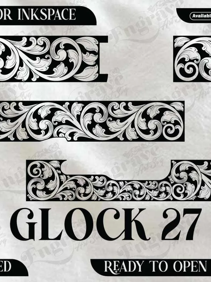 Glock27 Scroll Design,lasercut,laserengraving,fiberlaser,engravingfiles,metalart