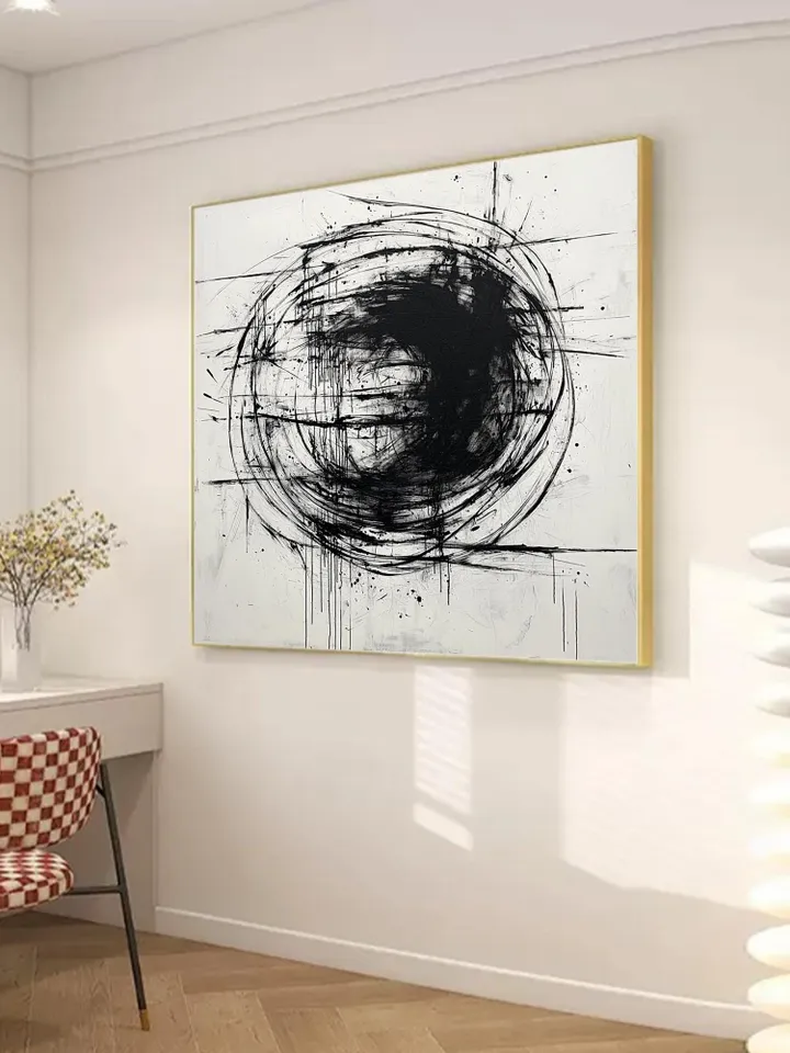 Black and White Abstract Painting, Minimalist Wall Art, Large Canvas Art, Modern Art, Textured Painting, Office Decor, Living Room Decor