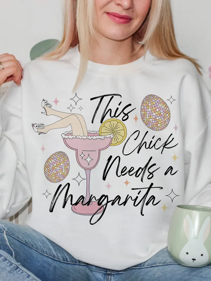 This Chick Needs A Margarita Retro Easter png, Trendy Easter Png Sublimation, Disco Ball Peeps Egg, Funny Easter png, popular Trendy png,