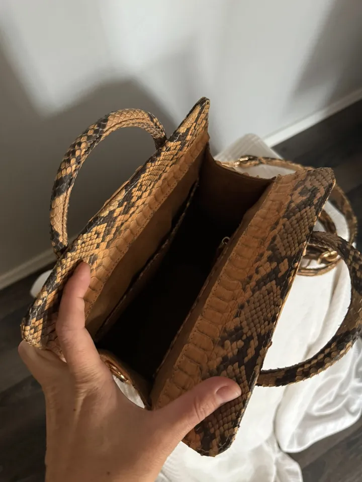 Top handle beige classy MORA genuine python skin bag | exotic leather bags | Elegant everyday women purse | snakeskin bag| designer bag
