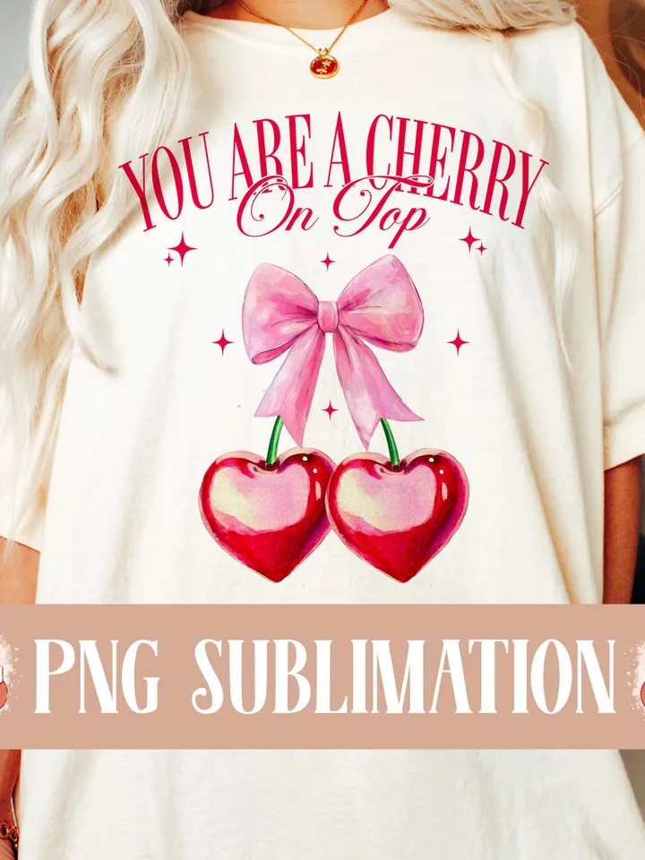Cherry Valentines Sublimation Shirt png, Valentines png, Pink Bow png, Coquette Valentines png, Soft girl era png, Social Club png, Love png