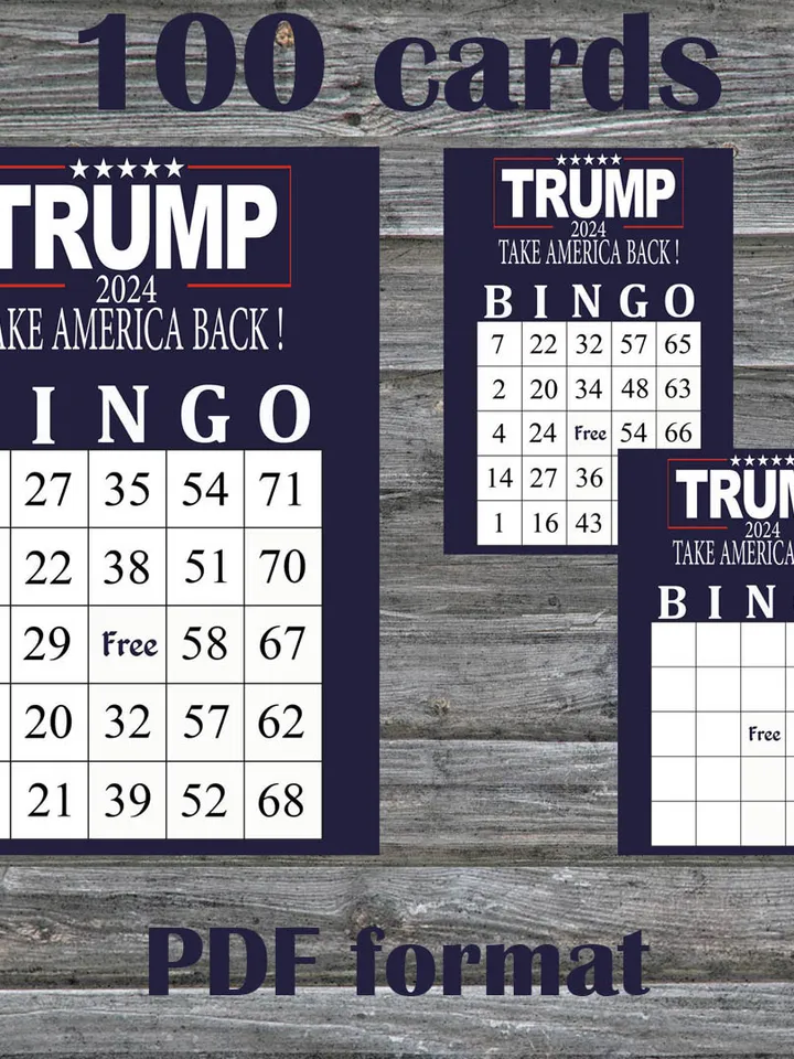 Trump bingo cards,Printable bingo trump,Donald Trump bingo card,Trump Bingo,100 Printable Bingo Cards--3