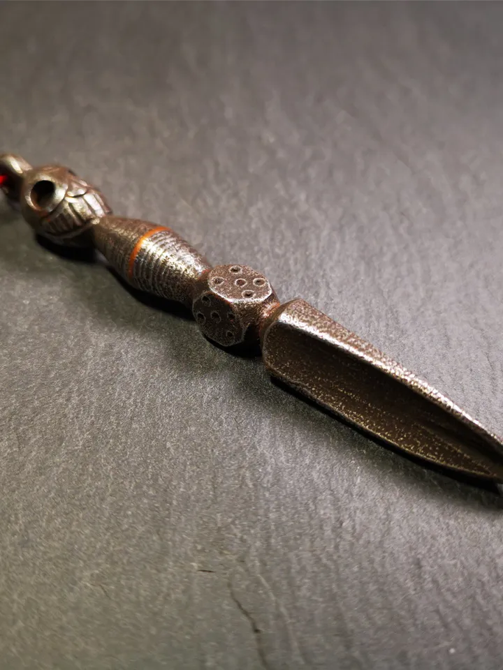 Gandhanra Handmade Skull Phurba Amulet,Kila - Dorje Phurba,Tibetan Budhist Ritual Implement Pendant,Made of Cold Iron,4.0"