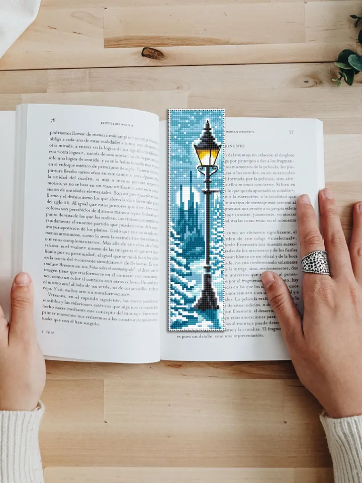 Winter bookmark cross stitch pattern PDF download Magic handmade bookmark digital PDF, Wizard world, Fairy Lamp post cross stitch #B146