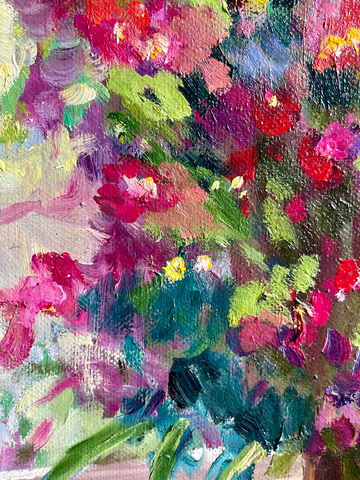 Wildflowers Painting, Original Oil painting on Canvas, Flower Wall Art 16"x12"