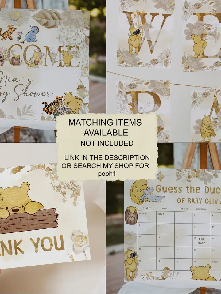 Classic Winnie Pooh Baby Shower Invitation Set; Neutral Baby Shower Template; Wizard Baby Shower Invite; Honey Bear Invite Winnie Pooh pooh1