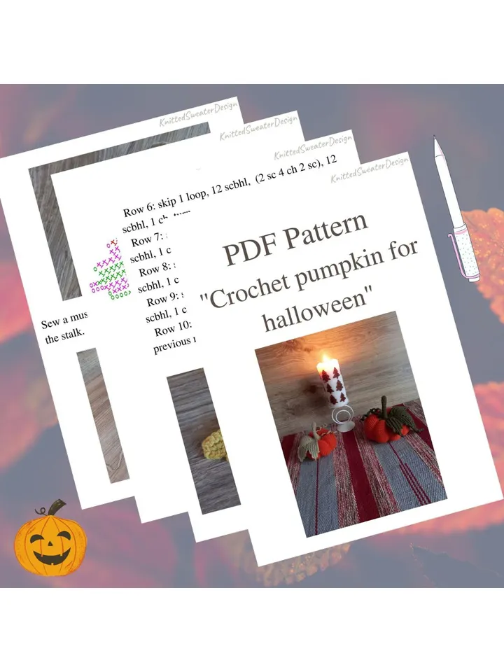 Pumpkin crochet pattern in 2 sizes, Witch Hat, Halloween gift, Thanksgiving pattern, Fall pumpkin decor, Crochet food