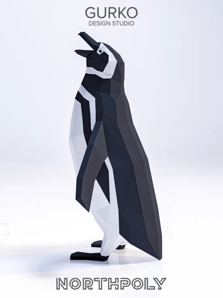 Screaming Magellanic Penguin Papercraft, Digital Template, PDF Download, Gurko, Low Poly, Pepakura, DIY Origami Sculpture, Paper Party Decor