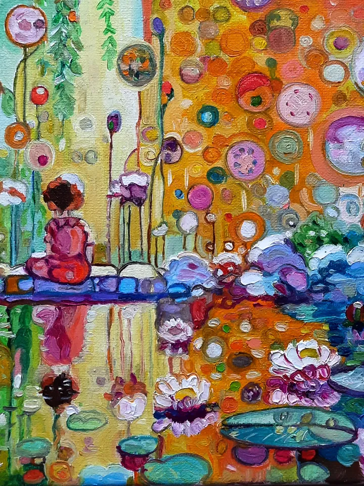 Girl with a Red Cat Art Painting Original Oil Art
Oil on Canvas
