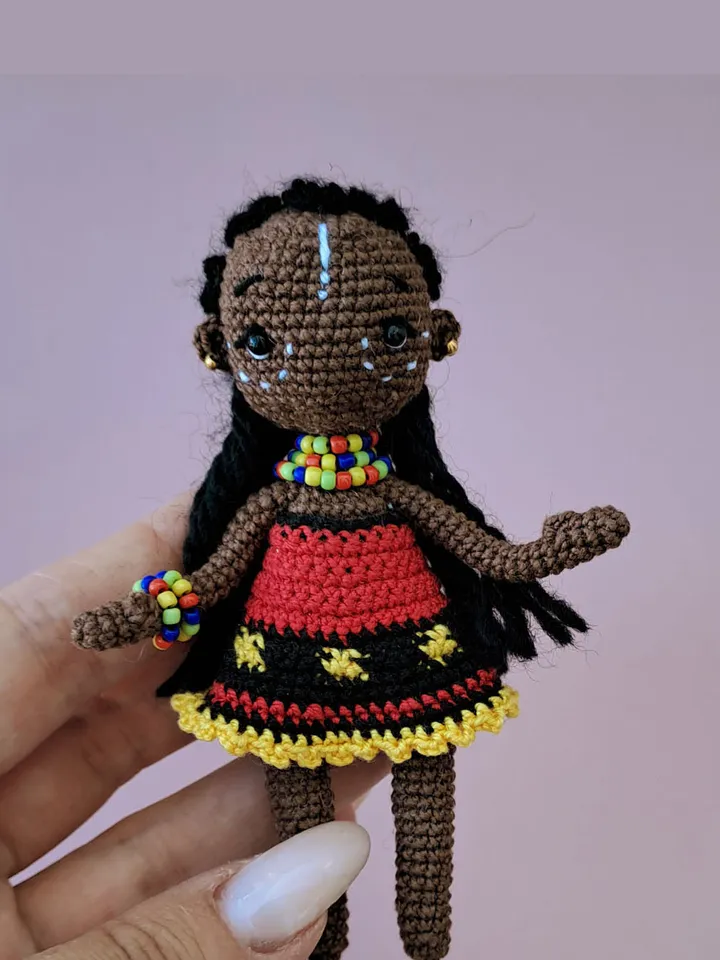 Set of 3 African Dolls, crochet african doll. African decor