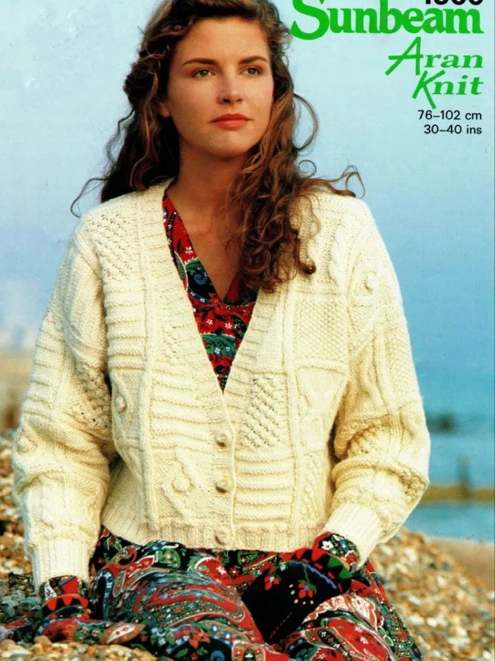 Sweater pattern, aran cable sweater chunky bulky sweater women ladies cardigan pattern pdf instant download