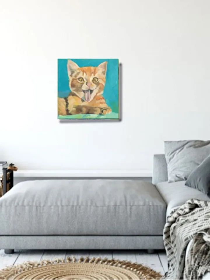 Kitten Original Art Red Cat Oil Painting Animal Pet Painting