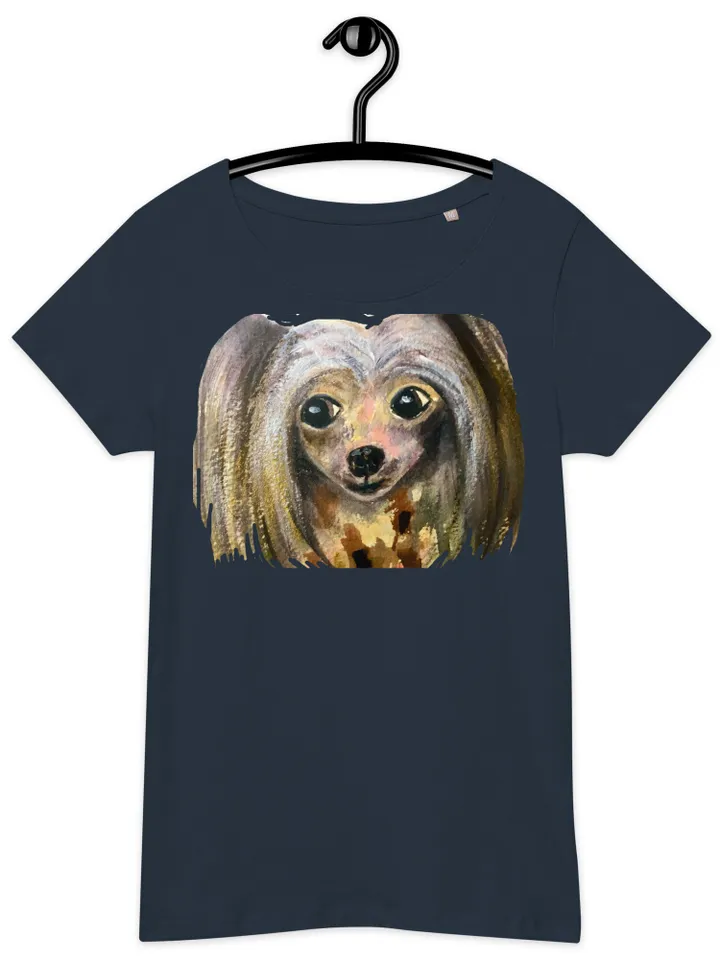 Chinese crested dog Women’s basic organic t-shirt made with my original watercolor painting,unique wearable gift for animals ,dogs lovers.