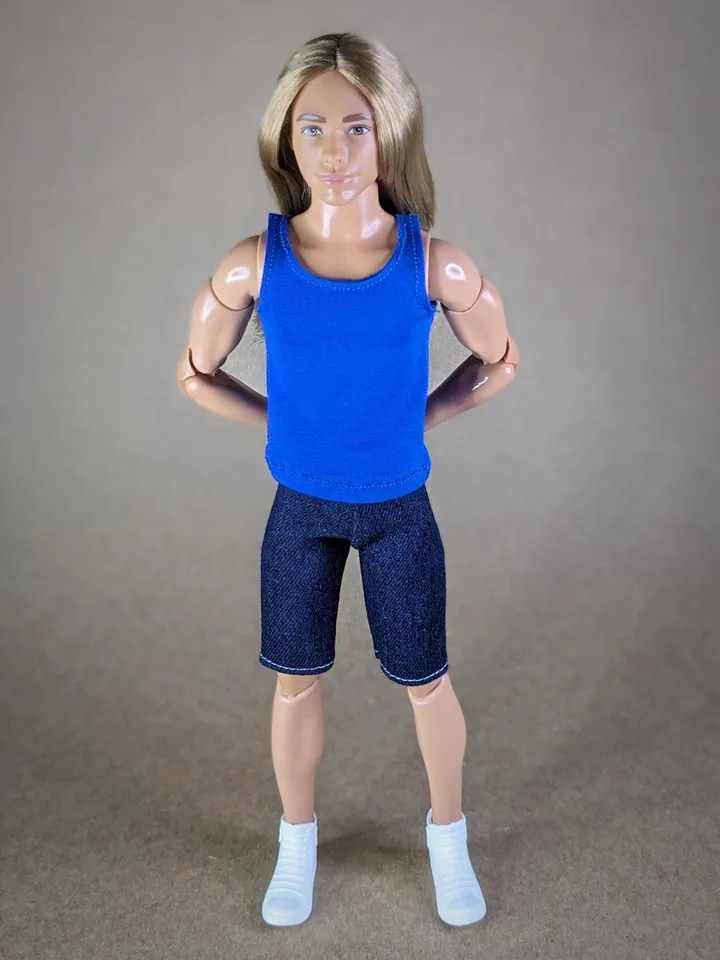 Blue tank top for 12 inch fashion male dolls