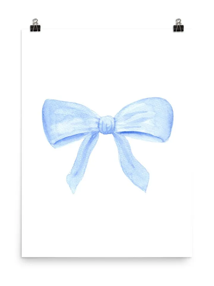 Blue Bow Watercolor Painting Art Print, Hamptons Style Decor, Baby Boy Nursery, Boys Room Ideas, Cute Bow Wall Art Print, Little Boy Gift