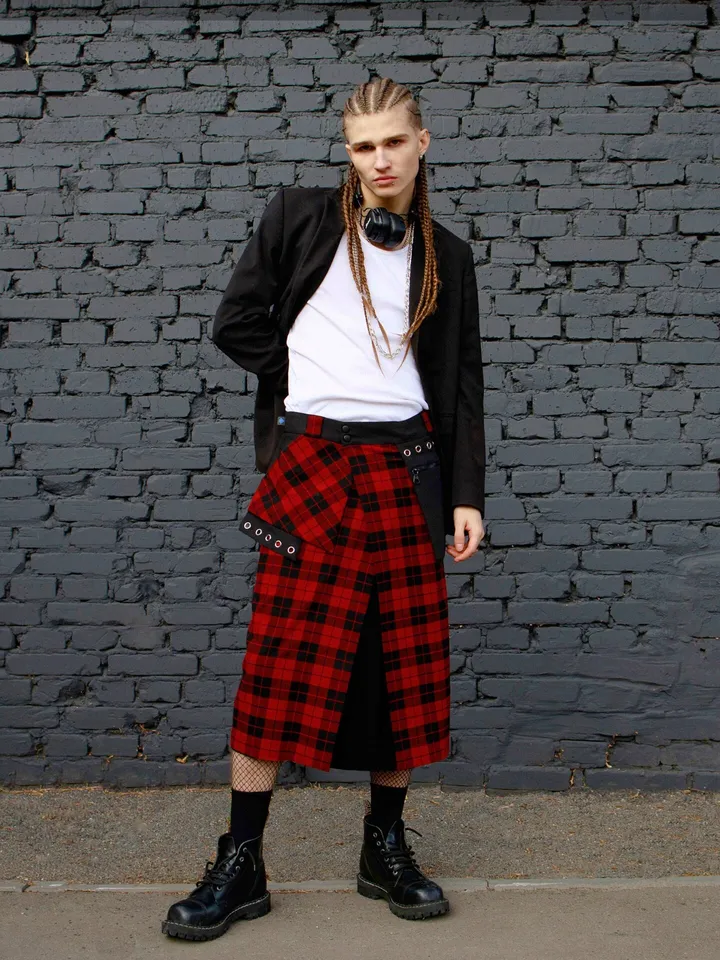 The red "Punk" Man's Skirt / modern kilt