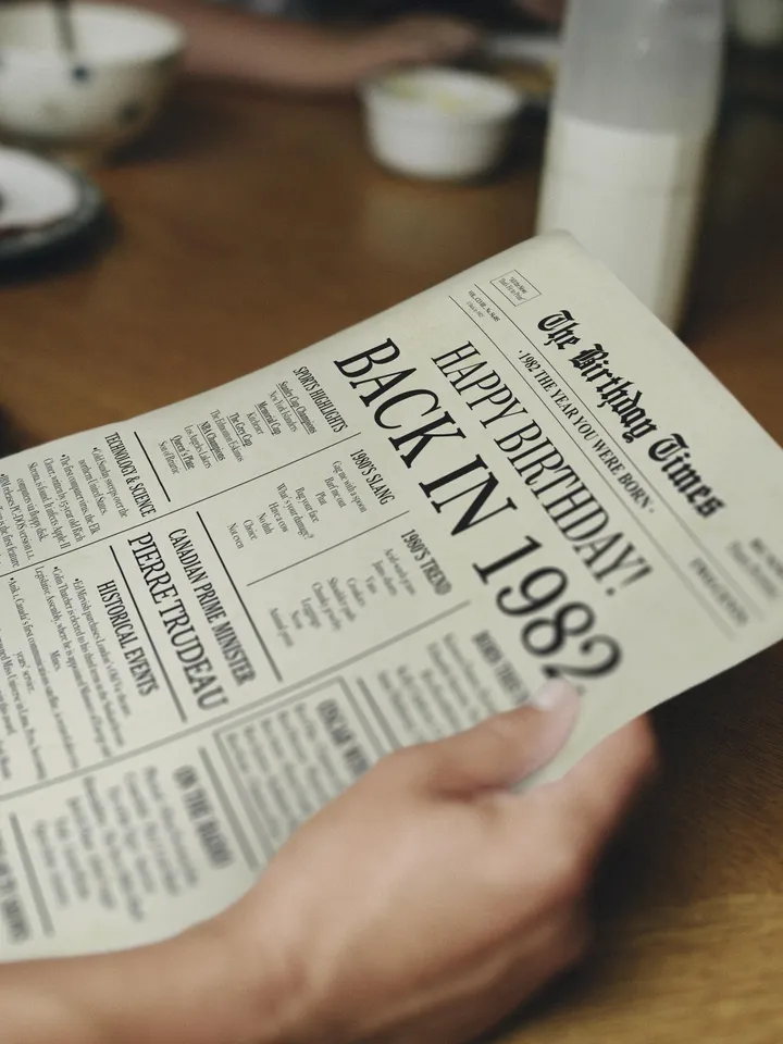 Back in 1982 CANADA | 43rd Birthday Newspaper Sign Canadian | 1982 Birthday Poster | 43rd Birthday Gift | 43 years ago back in 1982