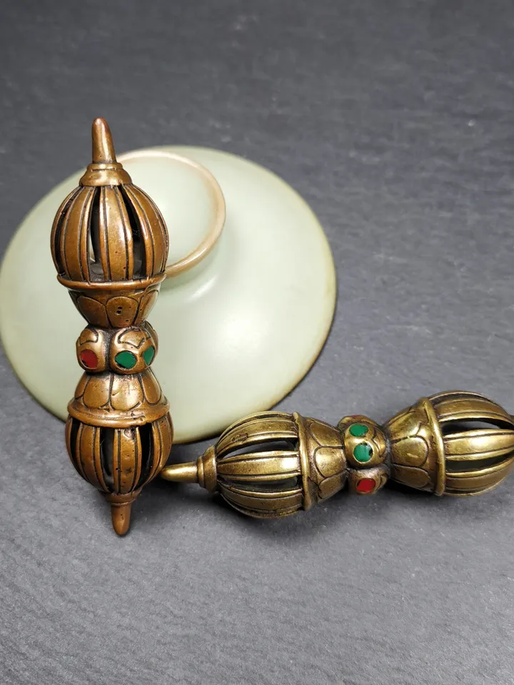 Gandhanra Handmade Vintage Nine-pronged Vajra Dorje ,Tibetan Tantric Buddhism (Vajrayana) Ritual Implement,3.0"