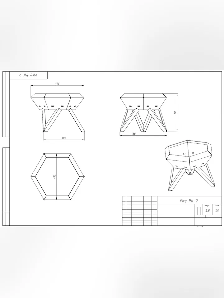 Sheet Metal Plans Drawings Fire Pit 7 (DXF, PDF)