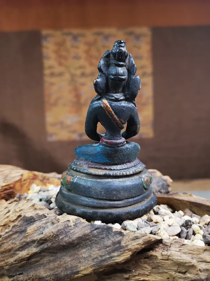 Gandhanra Antique Colored Tibetan Statue,Amitayus,Buddha of Longevity,80 Years Old