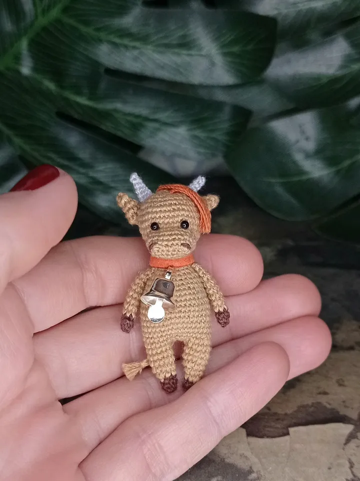 Crochet bull toy pattern. English Pattern. Little bull toy pattern. DIY cute toy. Crochet miniature pattern. Little toy