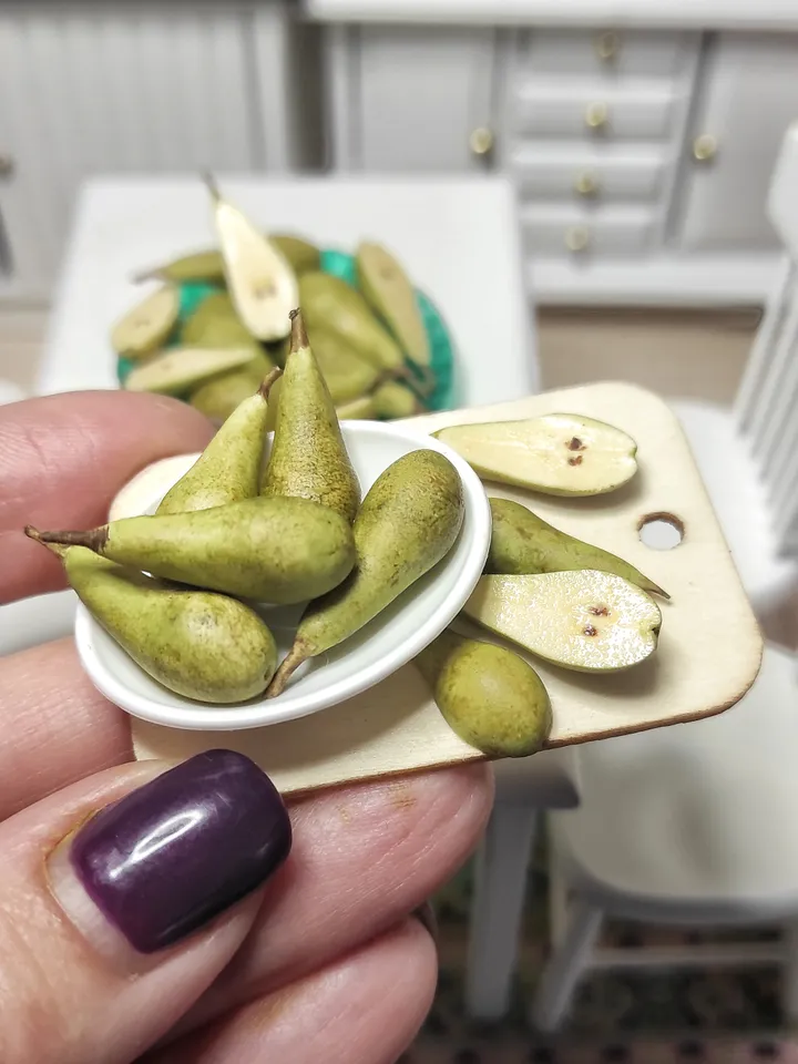 Small food, micro fruit, mini food, pear for dollhouse, fruit for dolls, tiny miniature, dollhouse miniature - fruit