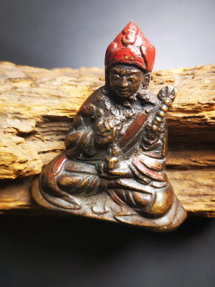Acient Guru Rinpoche Statue,Nyingma Terma Lineage Padmasambhava,Gandhanra Old Tibetan Buddhist Statue,19th