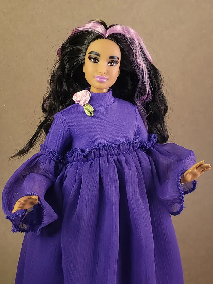 Handmade purple maxi dress for 1/6 scale fashion female dolls