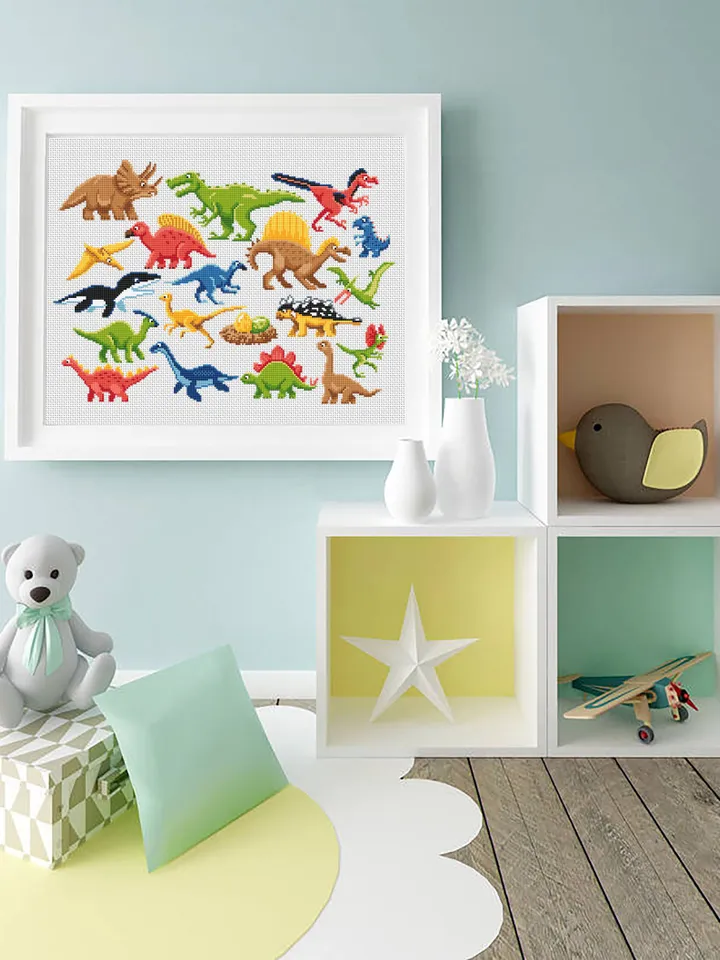 Baby dinosaur cross stitch pattern PDF download Dinosaurs sampler cross stitch chart, Small dinosaur pattern digital PDF Dinosaur gifts #K41