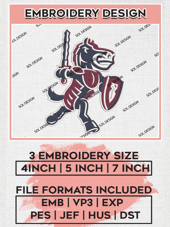 Fairleigh Dickinson Knights College Football Team Mascot Logo Embroidery Design Files, NCAA Fairleigh Dickinson Knights Machine Embroidery, NCAA Teams, 3 sizes, NCAA Machine embroidery designs, Digital Download
