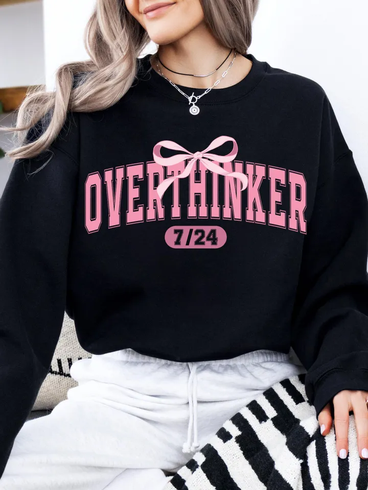 PINK OVERTHINKER png| PINK png, overthinker png, retro arch png, arch, varsity, mental health png, png t shirt