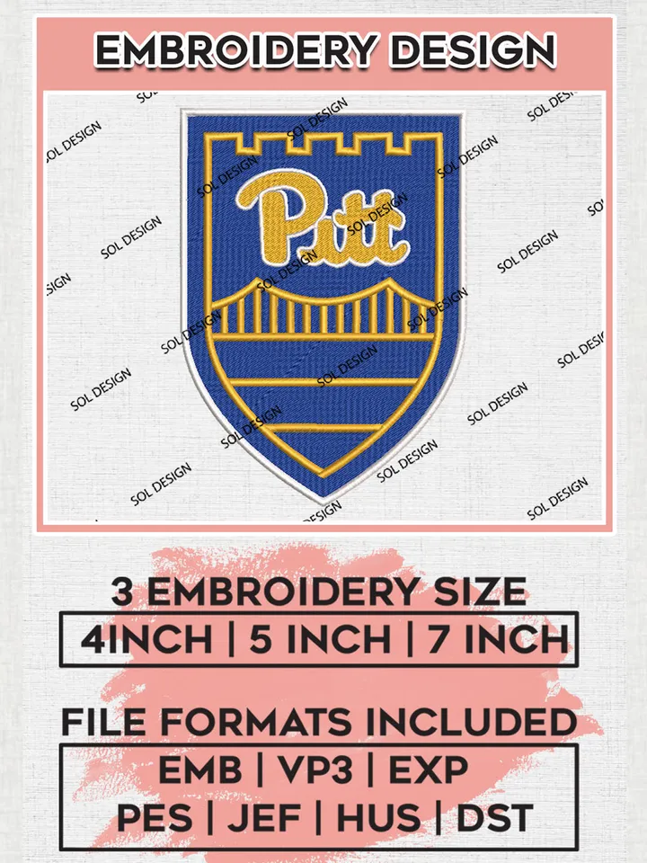 NCAA Pittsburgh Panthers Team Flag Logo embroidery designs, NCAA Pittsburgh Panthers Logo Machine embroidery designs, NCAA Team Logo embroidery designs, NCAA Game Day Machine embroidery designs, Digital Download