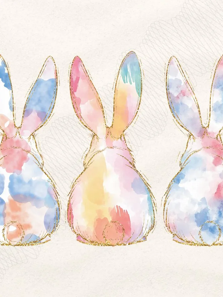 Soft Colors Bunnies PNG | Hand Drawn | Sublimation Design