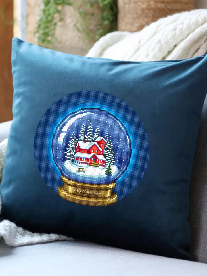 Merry Christmas cross stitch pattern download PDF, Snow ball cross stitch chart, Winter holiday hand embroidery PDF, Christmas ball #N59