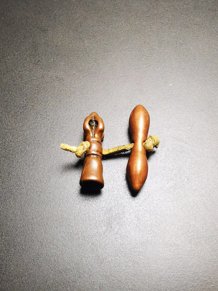 Gandhanra Antique Tibetan Amulet,Mini Vajra and Tibetan Bell Bead Pendant for Mala Prayer Beads, Trantic Buddhism Dharma,Made of Red Copper