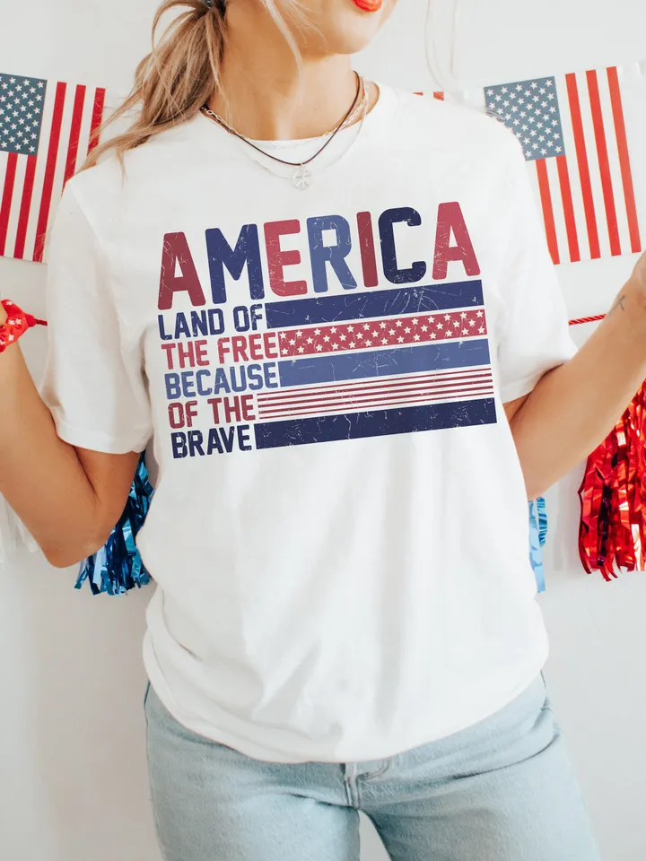 Retro America Png Svg, Land of The Free Because of the Brave ,4th Of July Sublimation PNG, America Png, Patriotic Png,USA Png, American