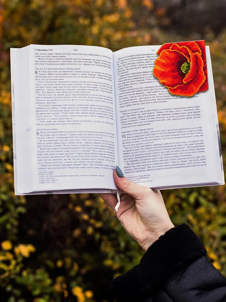 Corner bookmark cross stitch pattern PDF download Poppy cross stitch chart, Flower bookmark pattern digital PDF, Bookmark for women #B312