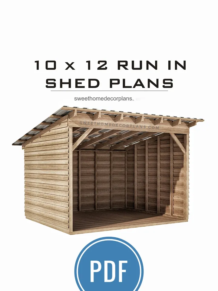 Diy 10 x 12 run in shed plans in pdf. Garden shed plans for outdoor. Backyard wooden shed plans. Run in shed storage in pdf