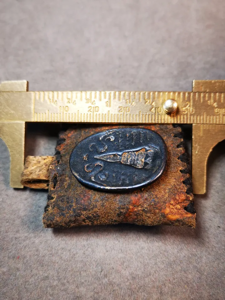 Gandhanra Antique Amulet Pendant,Stupa / Pagoda Tsa Tsa Mold on leather Sachet