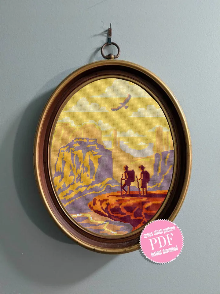 Zion national park cross stitch pattern download PDF Monument Valley cross stitch Arizona Utah cross stitch modern Adventure awaits #L22