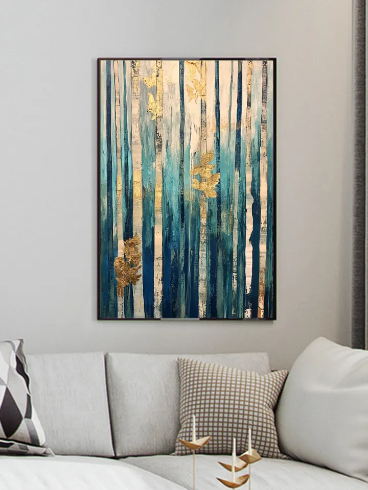 Original Golden Leaves Oil Painting on canvas, Large wall art, Boho Wall Decor, Abstract Forest Acrylic Painting, Home Decor, Bedroom Decor