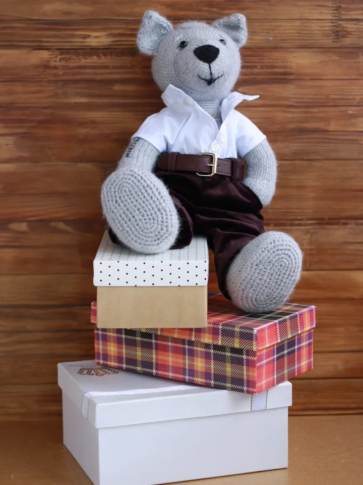 Handmade organic stuffed animal toy Dog/ Natural Waldorf toy/ Collectible soft figurine