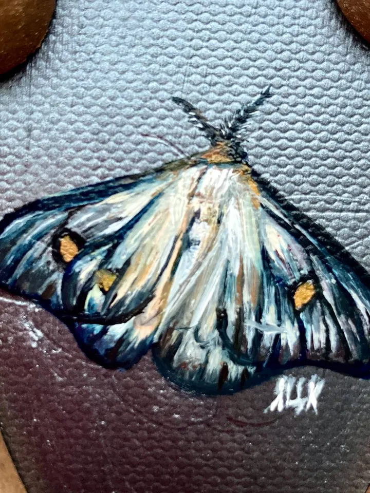 Moth Painting Original Gold Frame Art Original Oil Painting Small 3x4 Butterfly Artwork Enotomology Wall Decor