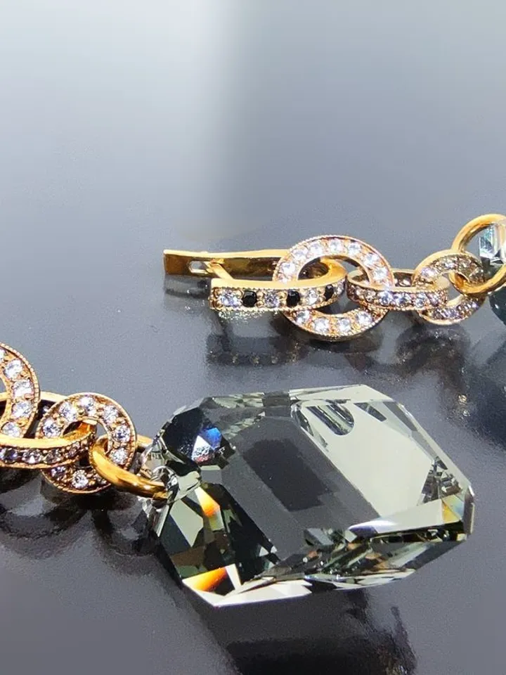 Earrings with Swarovski crystals. Disassemblable silver\gold\zircons